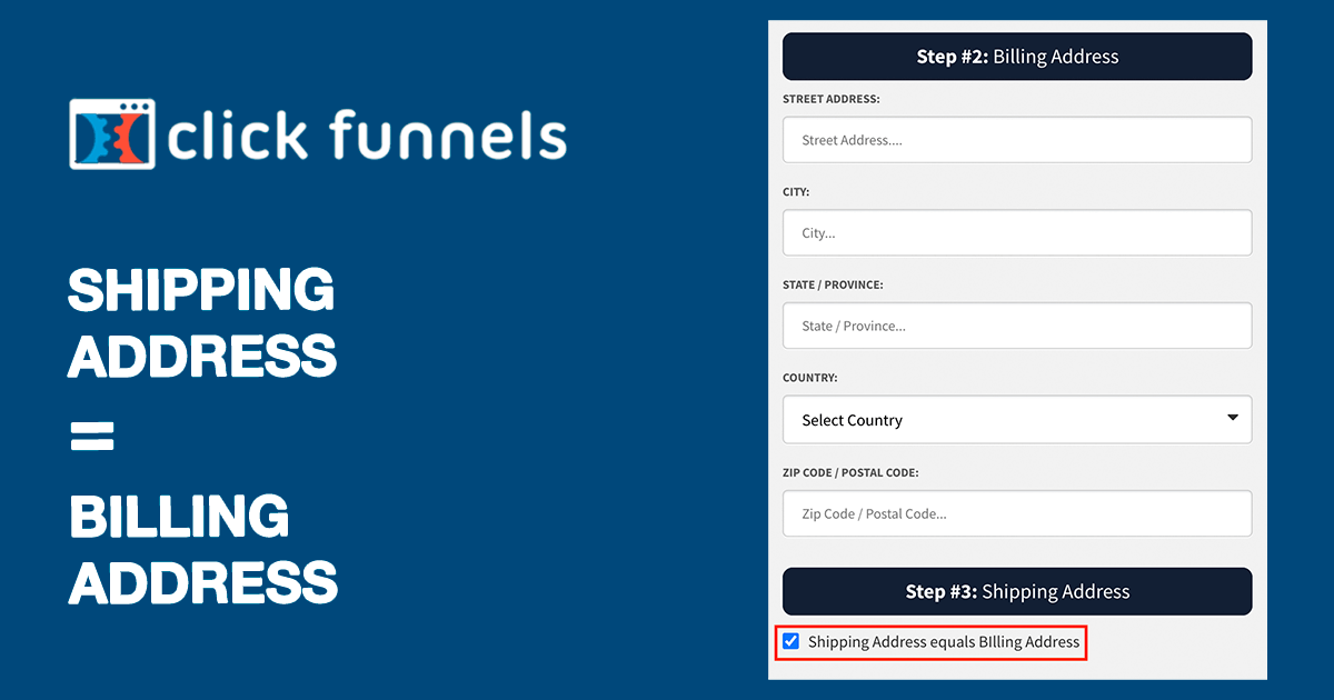 How to Add Shipping Address Matches Billing Address Checkbox In Clickfunnels